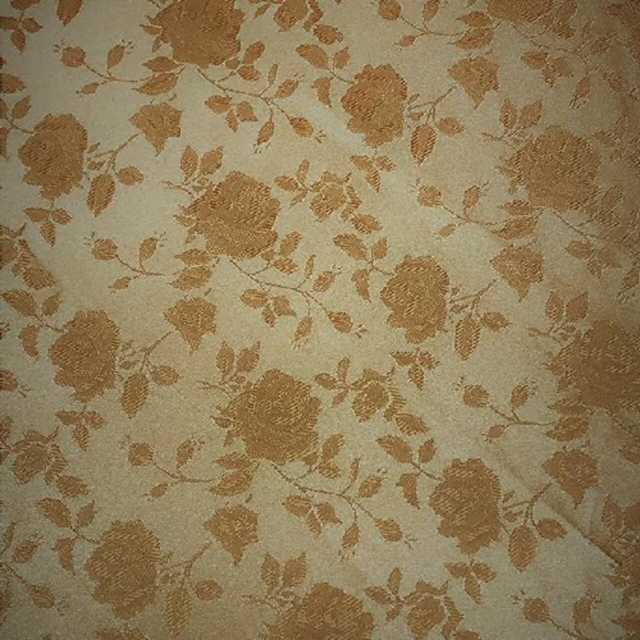 1 Yard Gold Rose Floral Jacquard Satin 60/59″ Width, 100% polyester